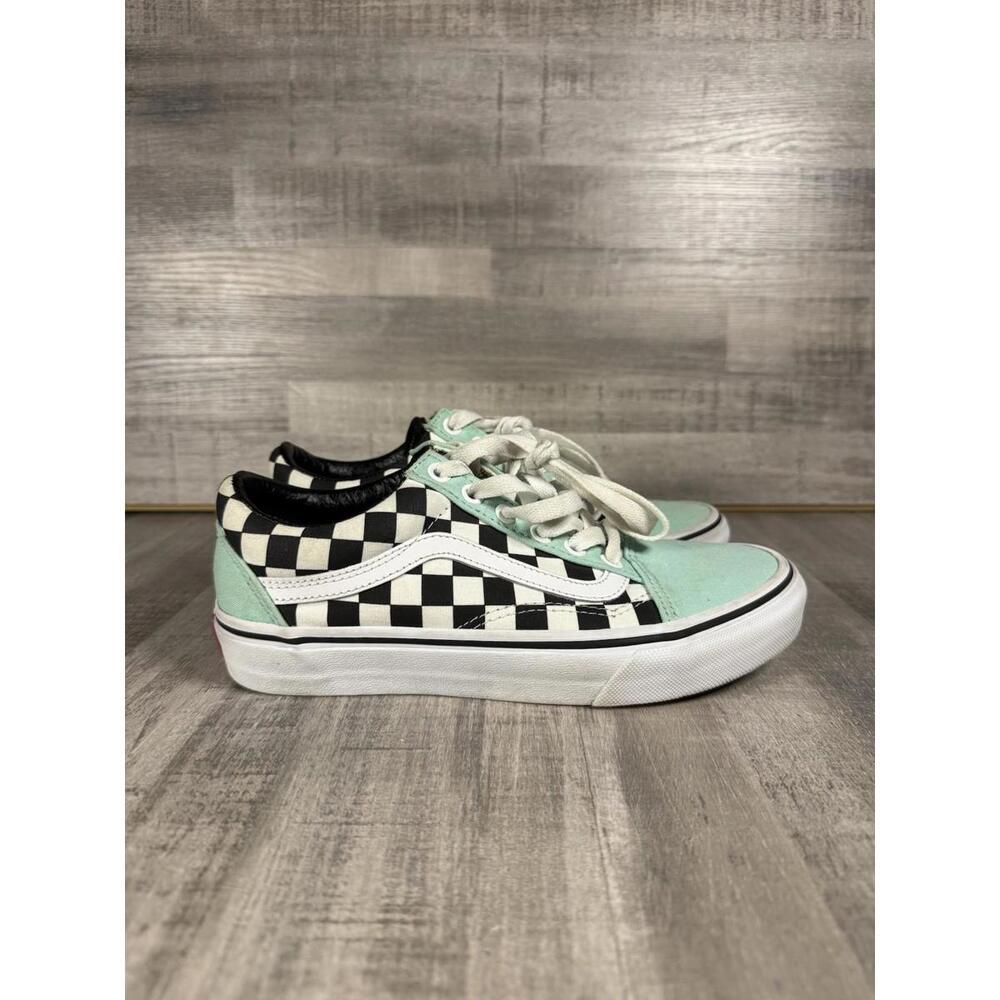 vans old skool Low Top‎ Laceup Casual Shoe Sneaker Checkered Mint Women’s 6.5